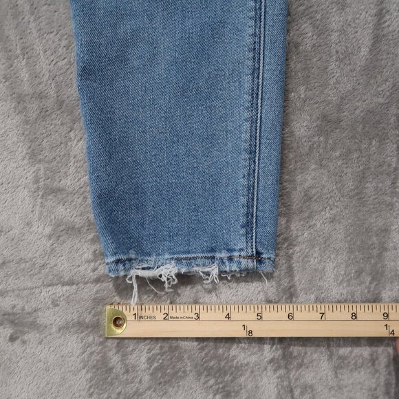 American Eagle Jeans Womens 6 Blue Mom Pants Whiskering Slim Straight Distressed - Picture 15 of 16